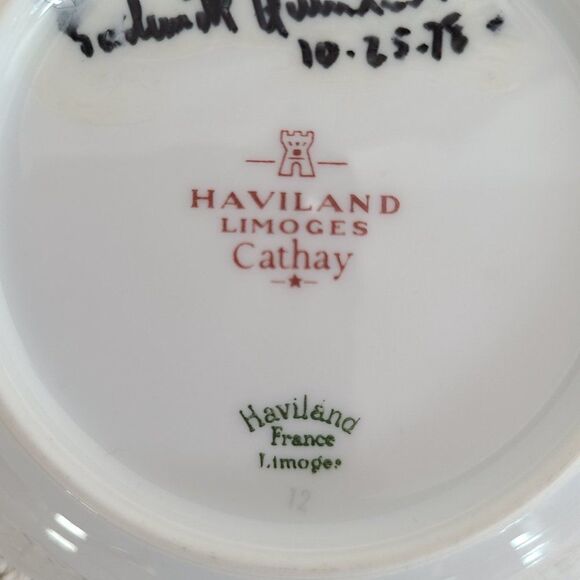 Signed F. Haviland Limoges France Cathay 5" Swirled Nut Coaster Tidbit Dish Set - Picture 11 of 16